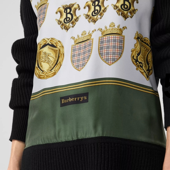❌SOLD❌ Burberry XS 1990s 1980s Archieve Scarf Print Silk Merino Wool Sweater - Picture 3 of 6